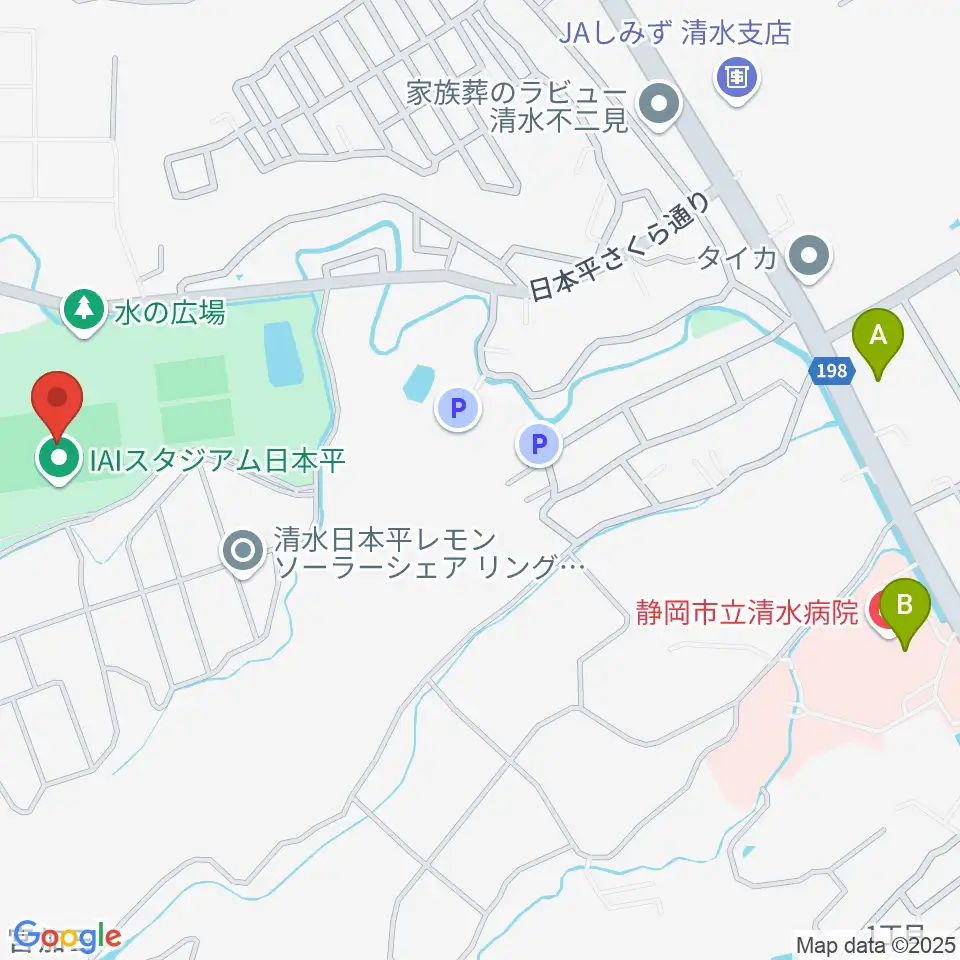 IAIスタジアム日本平周辺のコンビニエンスストア一覧地図