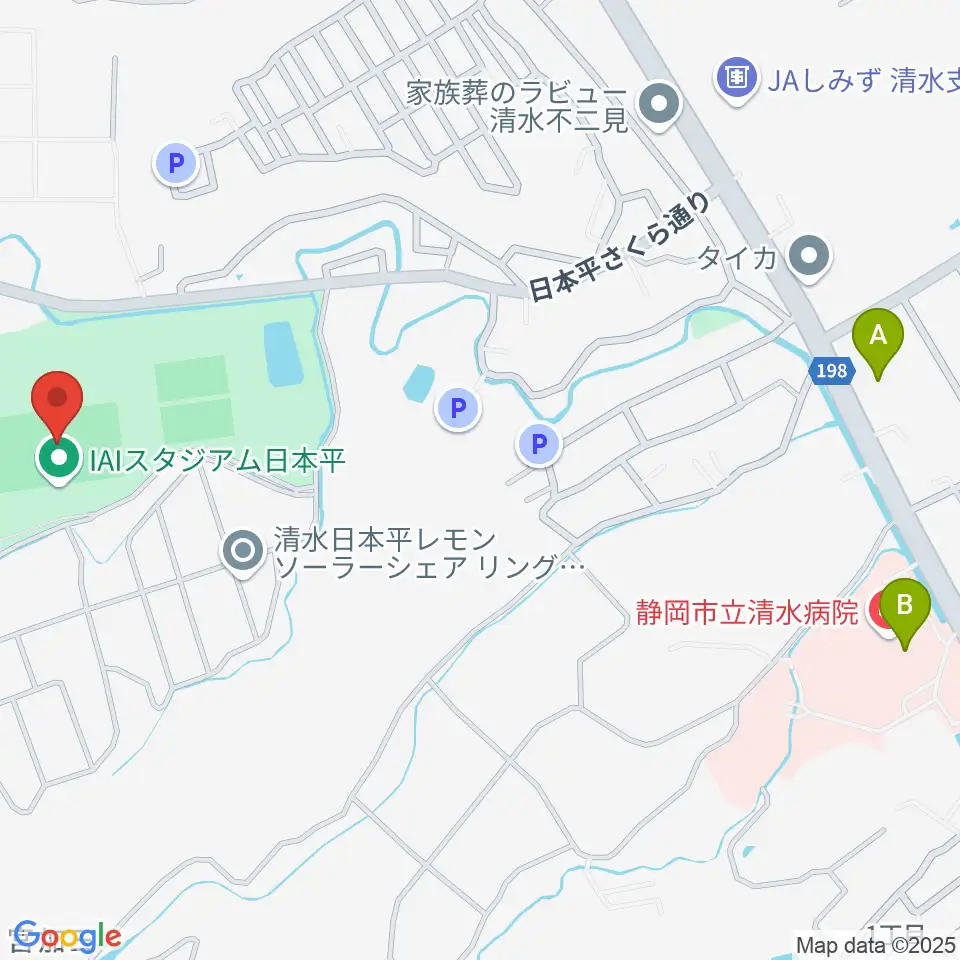 IAIスタジアム日本平周辺のコンビニエンスストア一覧地図