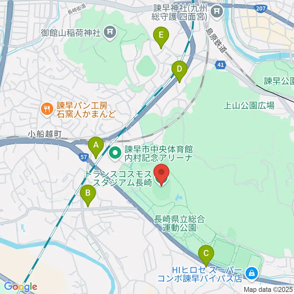 トランスコスモススタジアム長崎周辺のコンビニエンスストア一覧地図