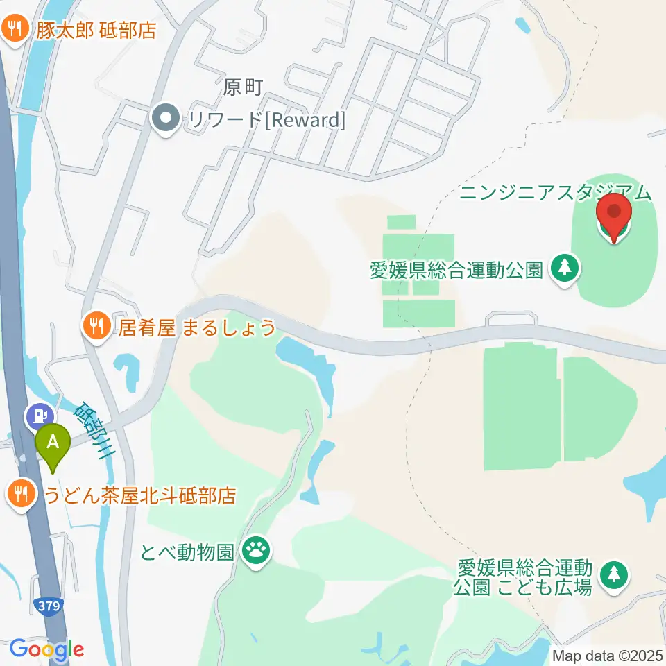 ニンジニアスタジアム周辺のコンビニエンスストア一覧地図