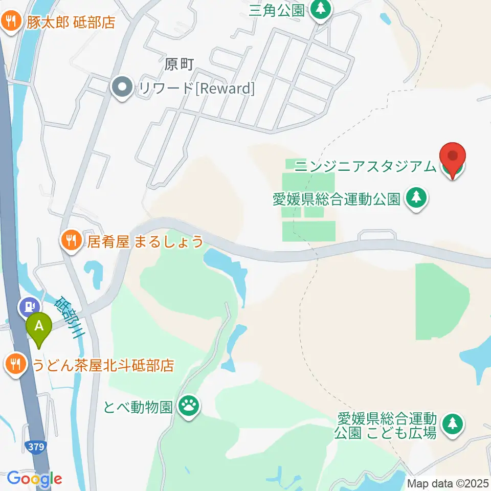 ニンジニアスタジアム周辺のコンビニエンスストア一覧地図