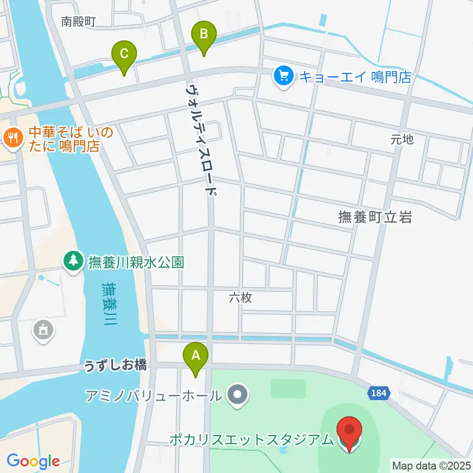 ポカリスエットスタジアム周辺のコンビニエンスストア一覧地図