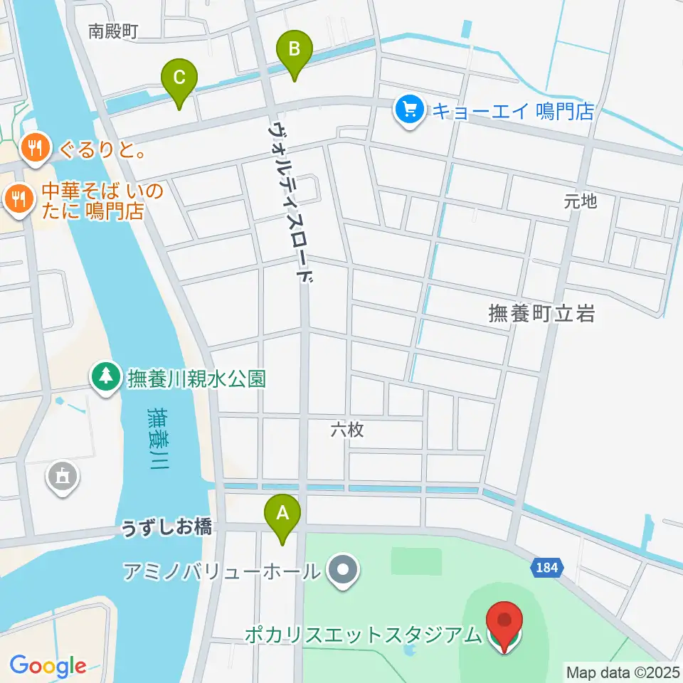 ポカリスエットスタジアム周辺のコンビニエンスストア一覧地図