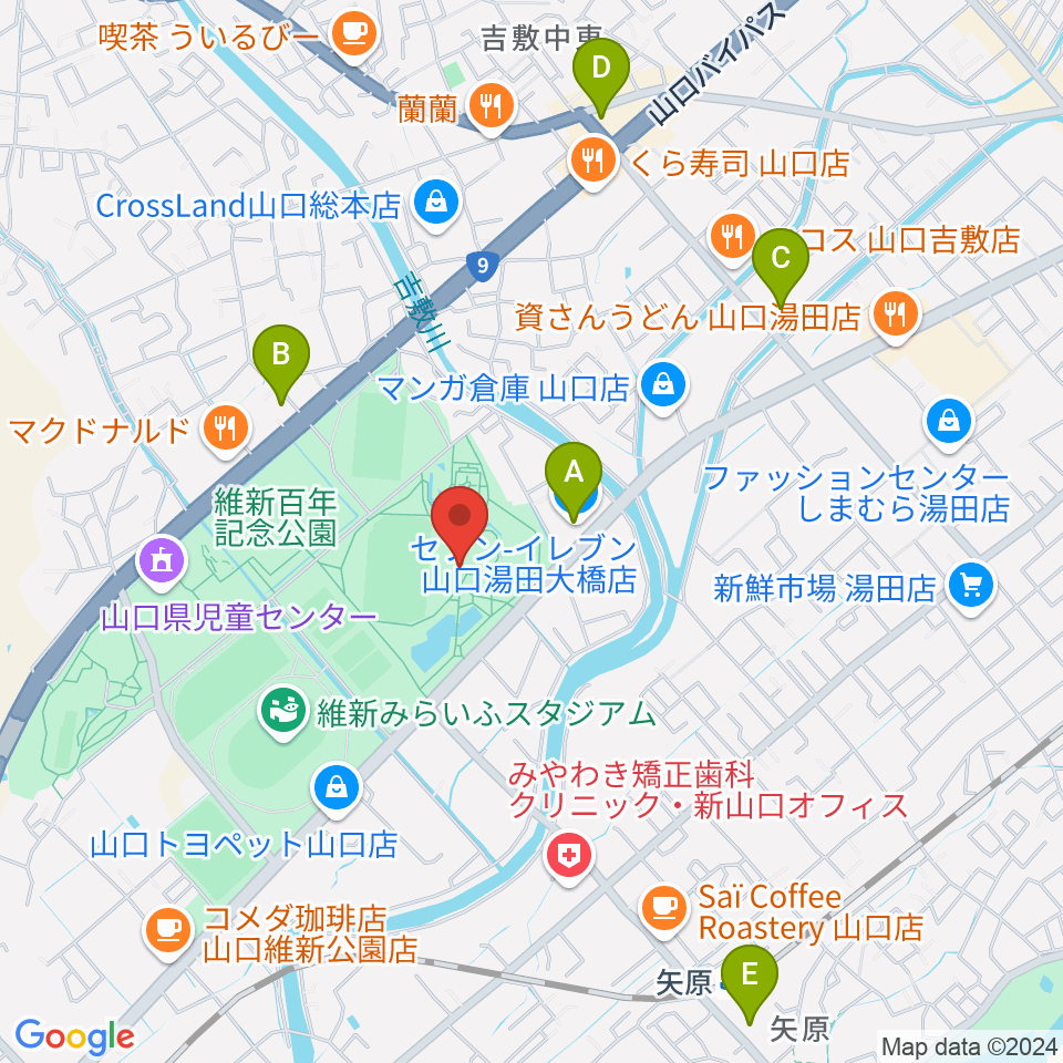 維新百年記念公園野外音楽堂 ビッグシェル周辺のコンビニエンスストア一覧地図