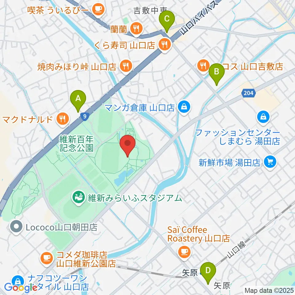 維新百年記念公園野外音楽堂 ビッグシェル周辺のコンビニエンスストア一覧地図