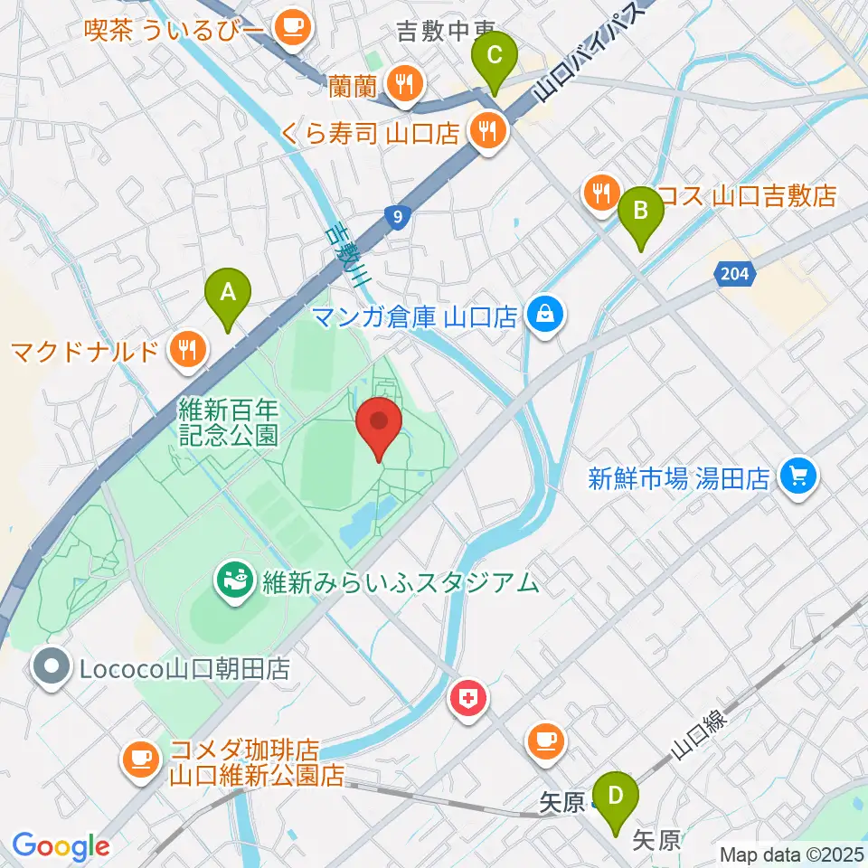 維新百年記念公園野外音楽堂 ビッグシェル周辺のコンビニエンスストア一覧地図