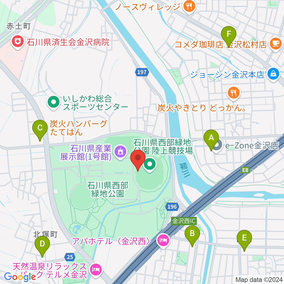 石川県西部緑地公園陸上競技場周辺のコンビニエンスストア一覧地図