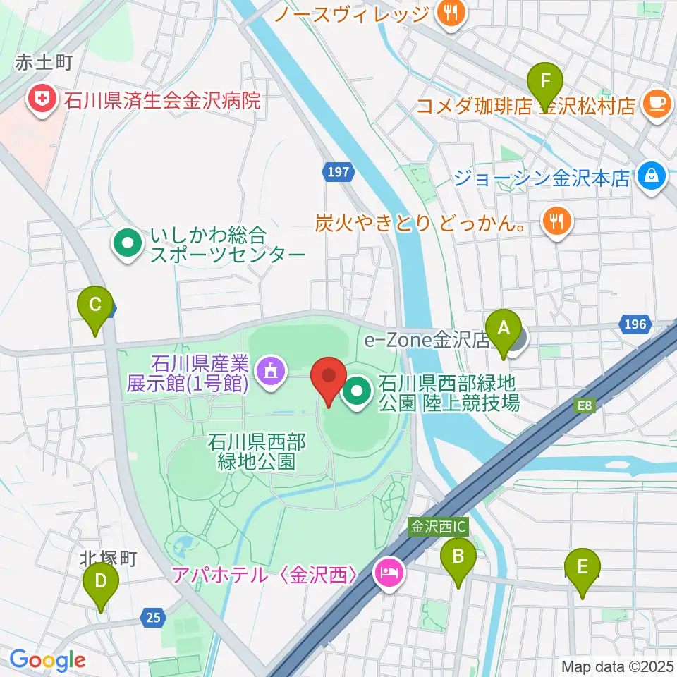 石川県西部緑地公園陸上競技場周辺のコンビニエンスストア一覧地図