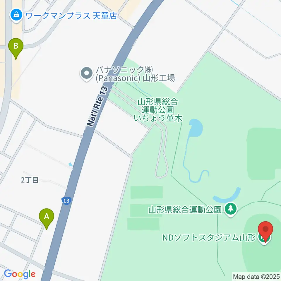 NDソフトスタジアム山形周辺のコンビニエンスストア一覧地図