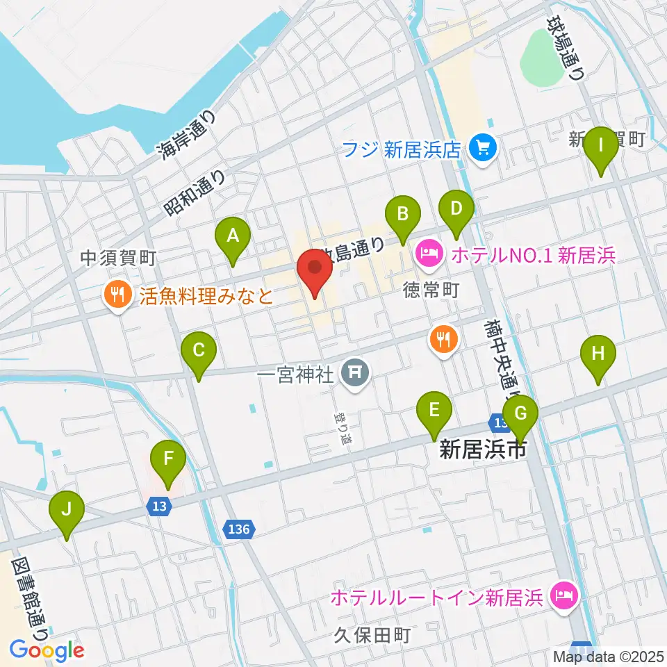新居浜ジャンドール周辺のコンビニエンスストア一覧地図