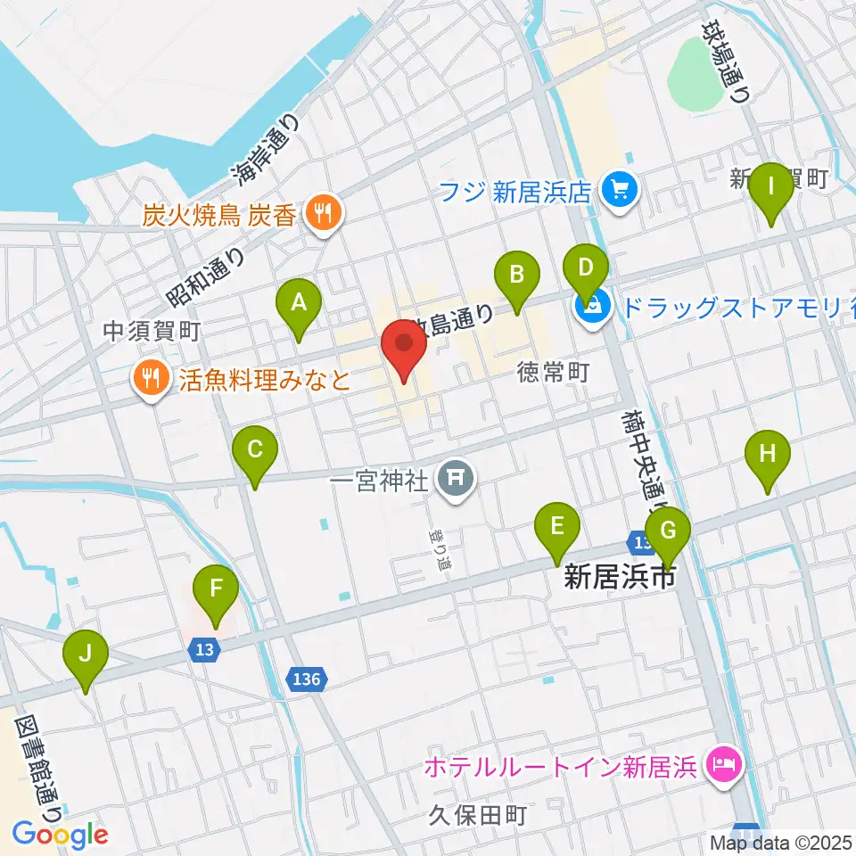 新居浜ジャンドール周辺のコンビニエンスストア一覧地図