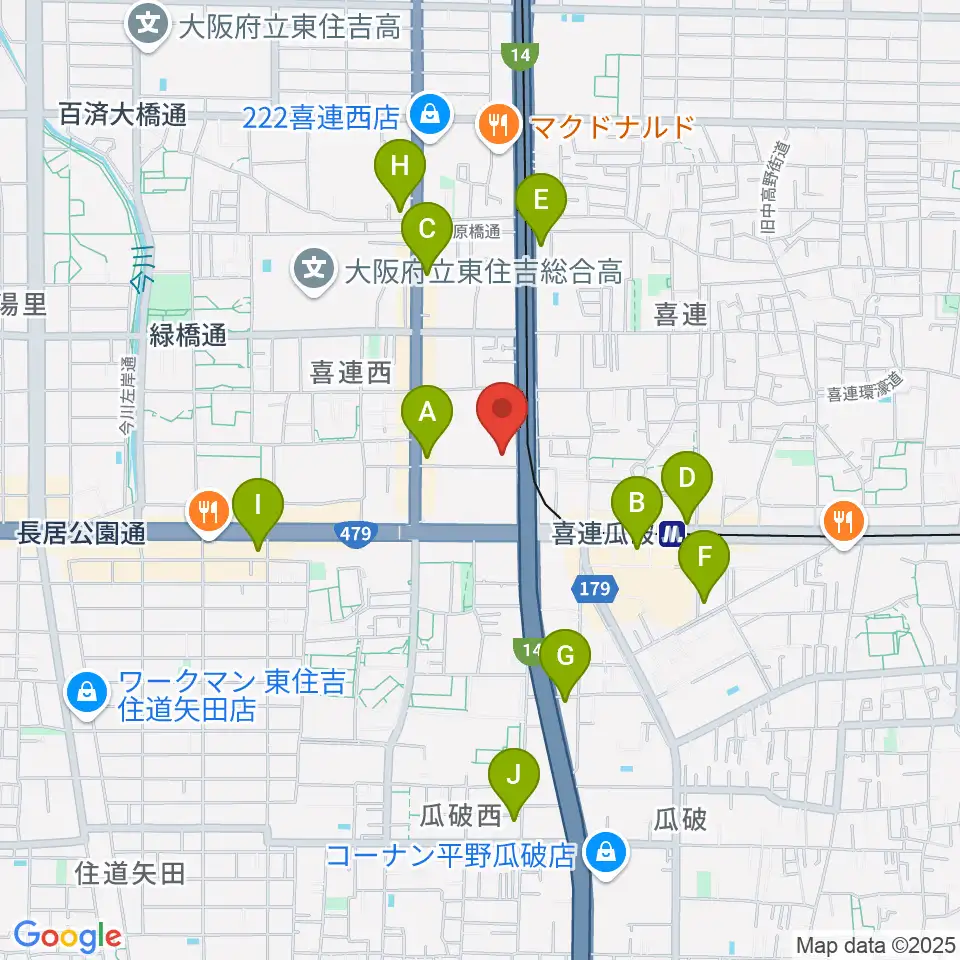 クレオ大阪南周辺のコンビニエンスストア一覧地図