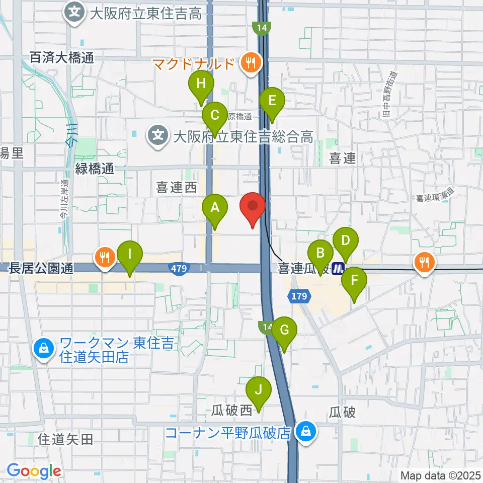 クレオ大阪南周辺のコンビニエンスストア一覧地図