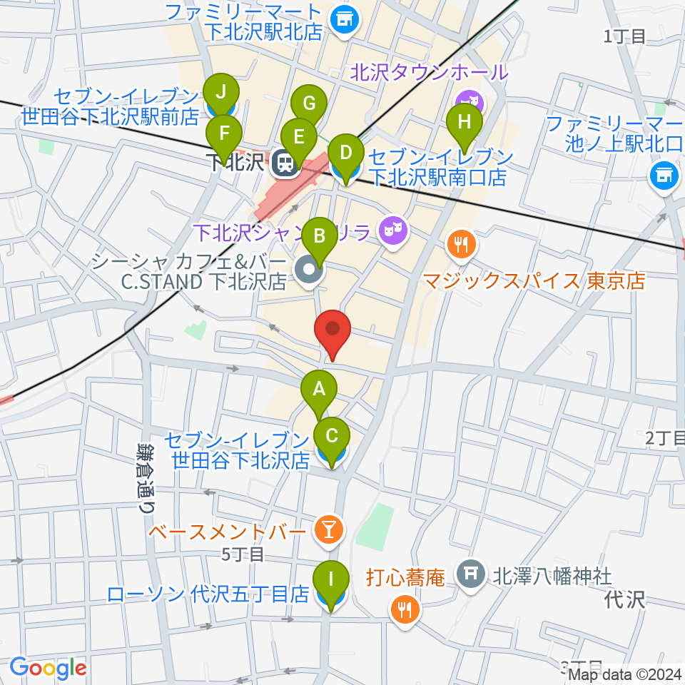 下北沢ラプソディー周辺のコンビニエンスストア一覧地図