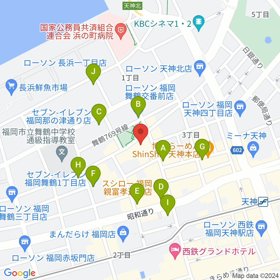 福岡DRUM Be-1周辺のコンビニエンスストア一覧地図