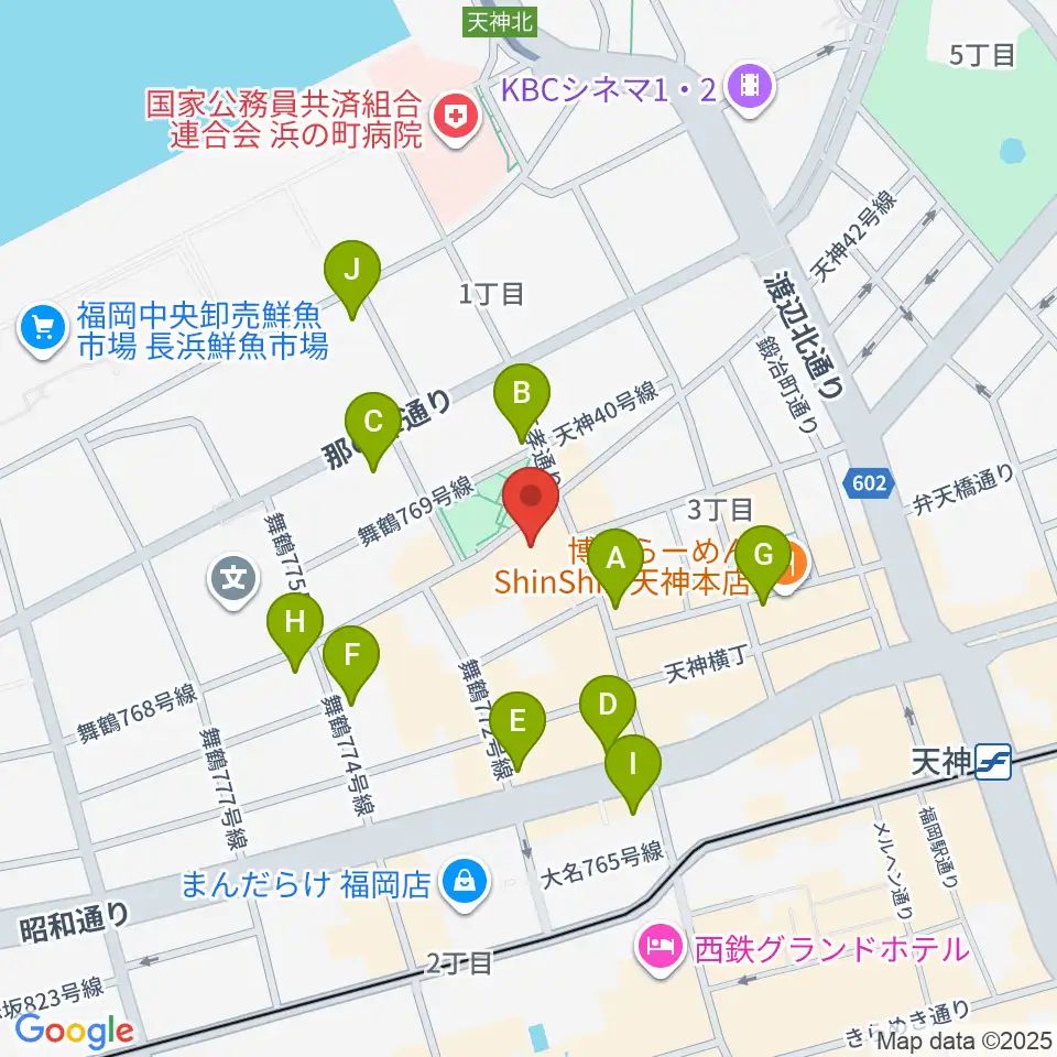 福岡DRUM Be-1周辺のコンビニエンスストア一覧地図