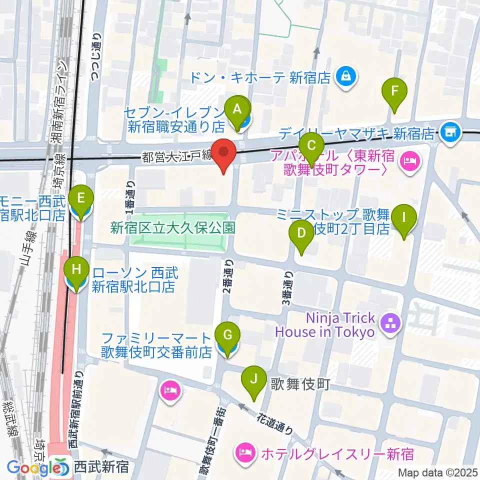 新宿SAMURAI周辺のコンビニエンスストア一覧地図