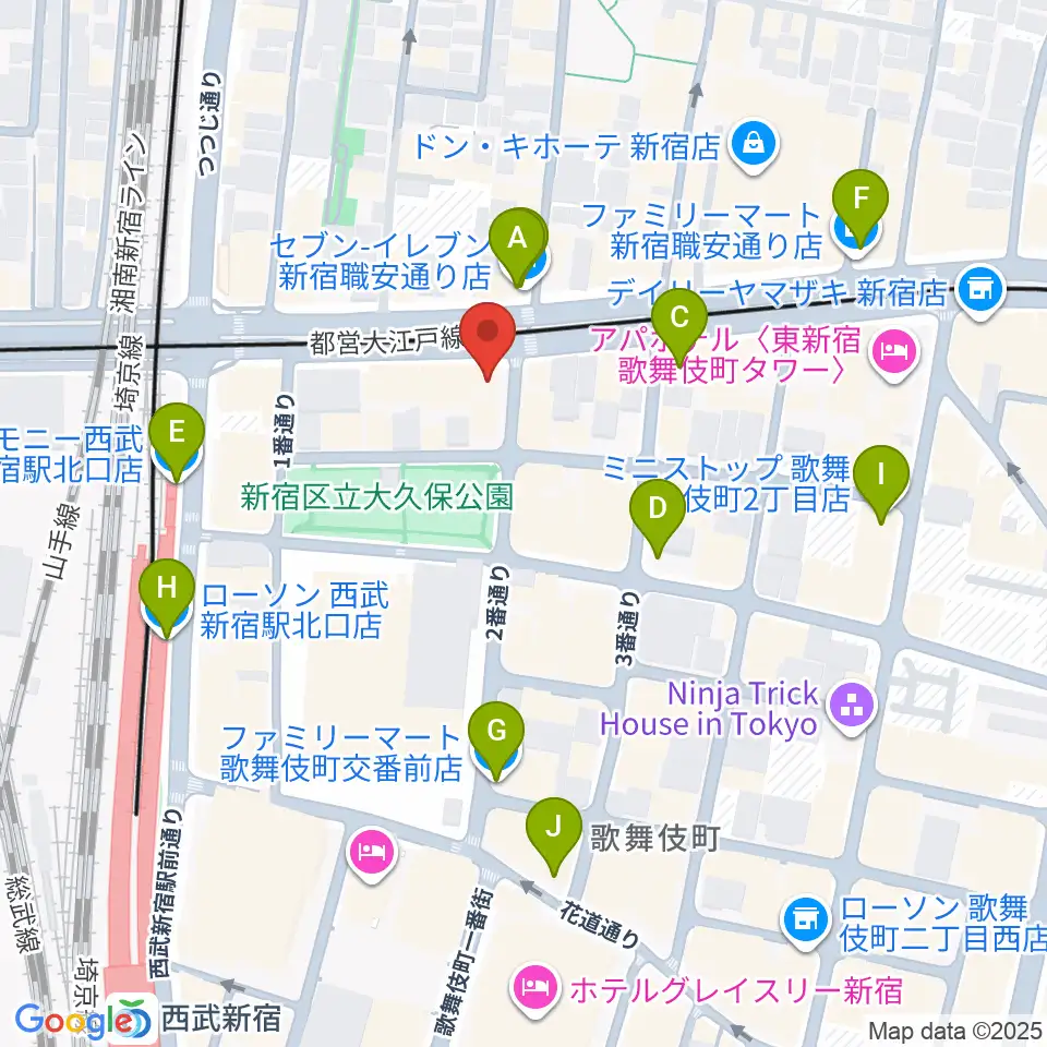 新宿SAMURAI周辺のコンビニエンスストア一覧地図