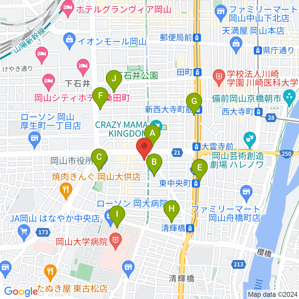 ジオンミュージックスクール周辺のコンビニエンスストア一覧地図