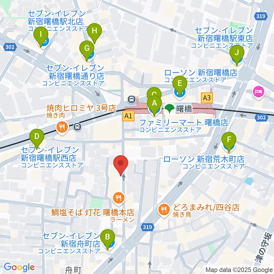 曙橋Bar461周辺のコンビニエンスストア一覧地図