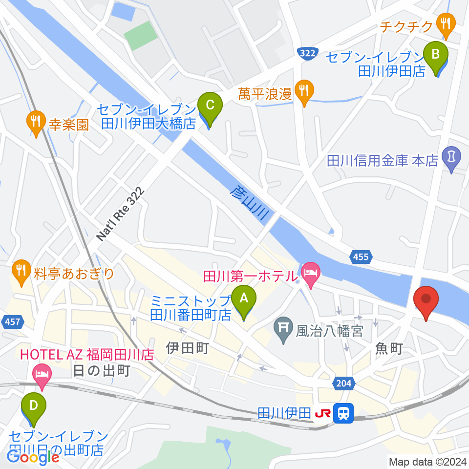 田川ダイアモンドムーン周辺のコンビニエンスストア一覧地図
