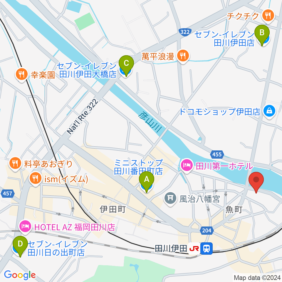 田川ダイアモンドムーン周辺のコンビニエンスストア一覧地図