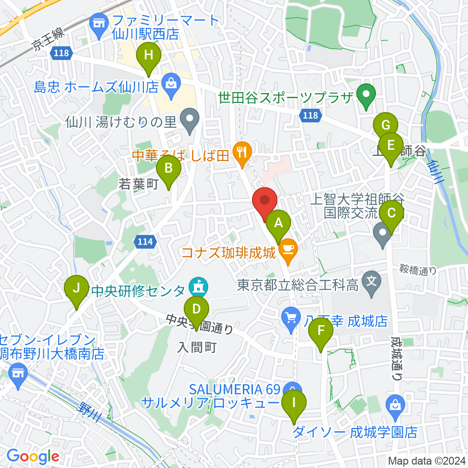 奏音の小箱周辺のコンビニエンスストア一覧地図