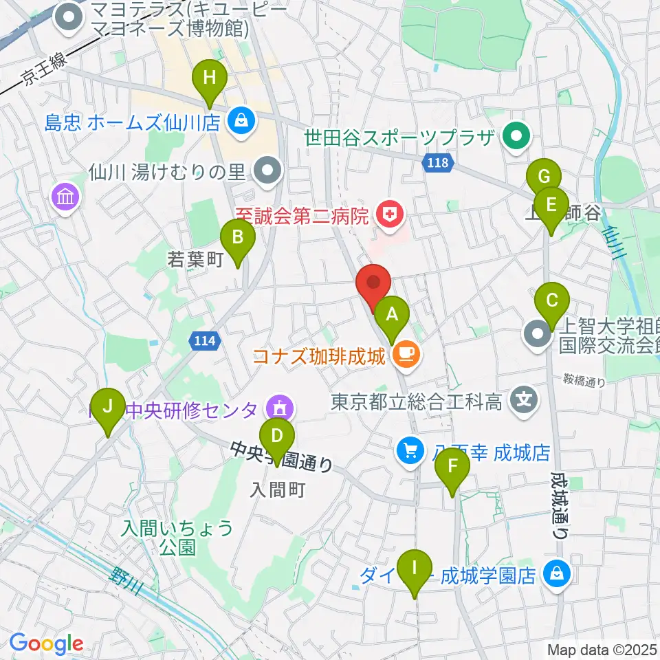 奏音の小箱周辺のコンビニエンスストア一覧地図