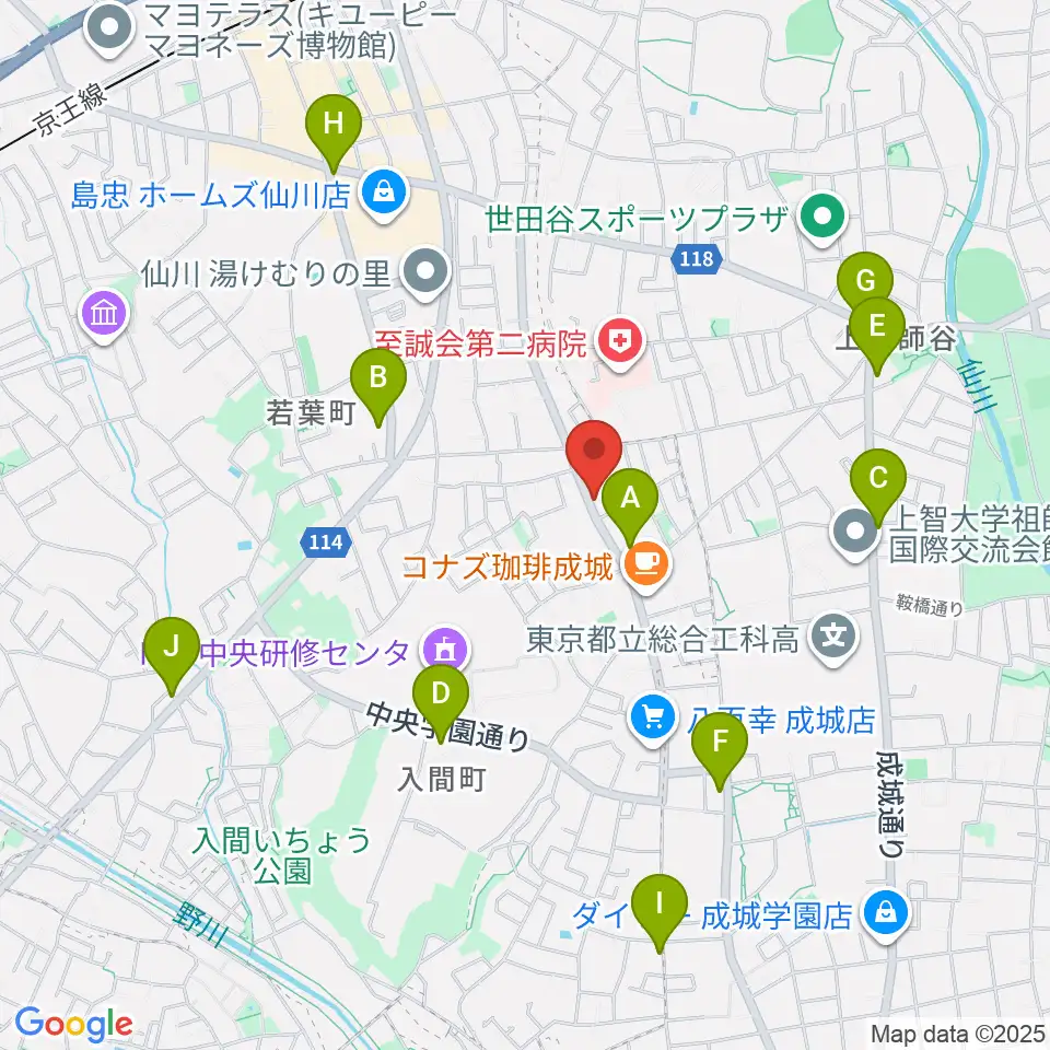 奏音の小箱周辺のコンビニエンスストア一覧地図