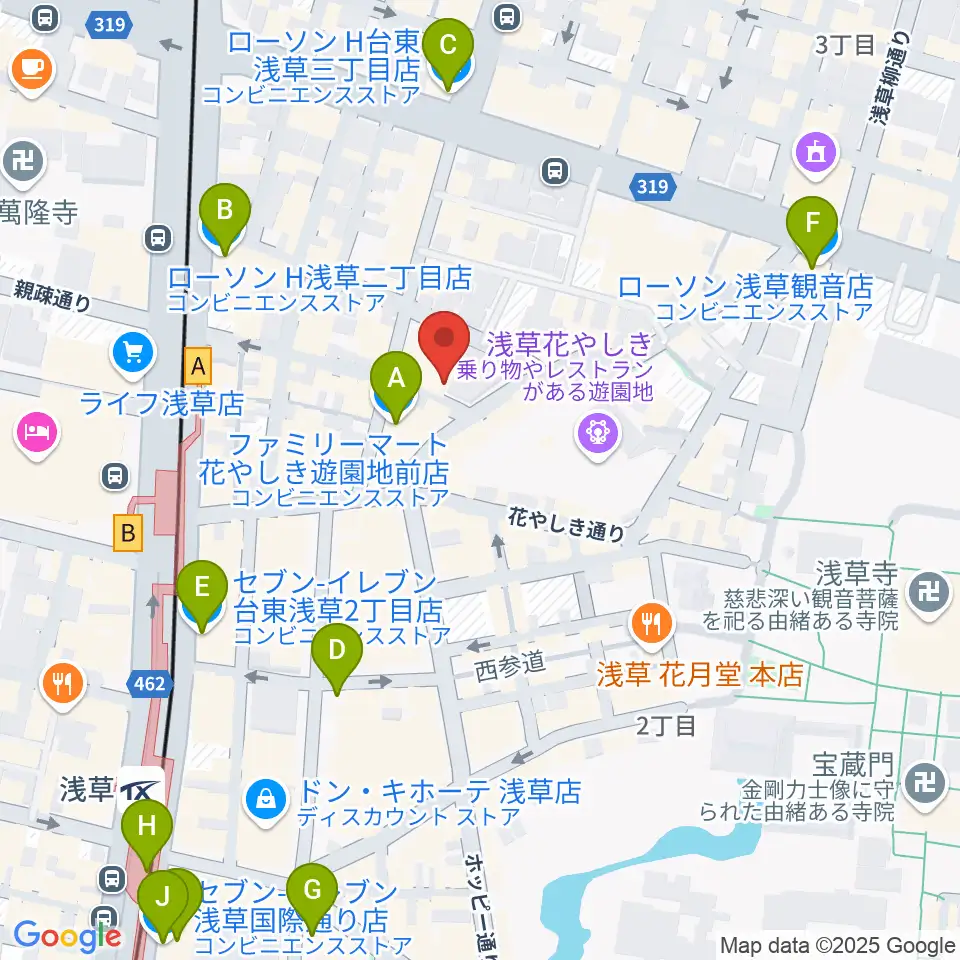 浅草九劇(アサクサキュウゲキ)周辺のコンビニエンスストア一覧地図