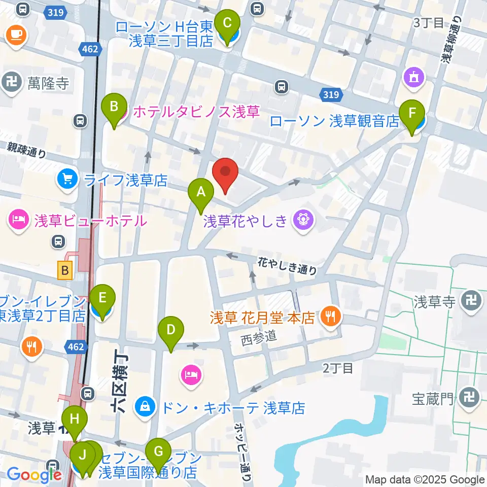 浅草九劇(アサクサキュウゲキ)周辺のコンビニエンスストア一覧地図