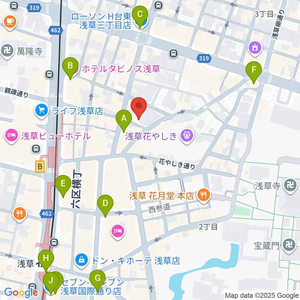 浅草九劇（アサクサキュウゲキ）周辺のコンビニエンスストア一覧地図