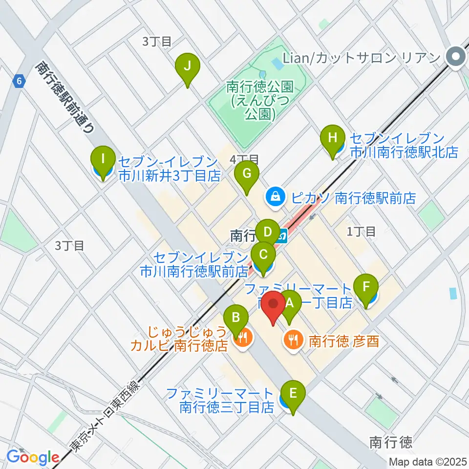 ミュージックメソッド周辺のコンビニエンスストア一覧地図