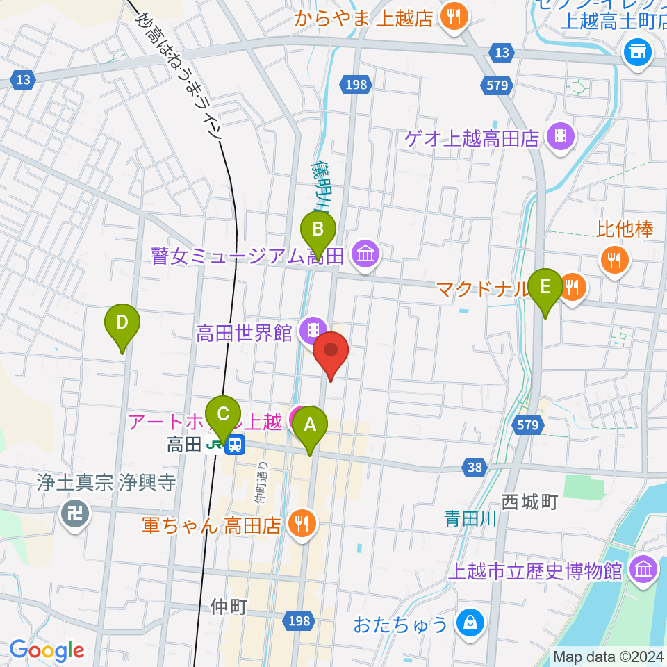 上越新堀ギター音楽院周辺のコンビニエンスストア一覧地図