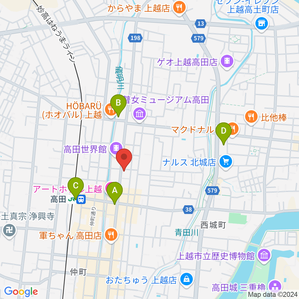 上越新堀ギター音楽院周辺のコンビニエンスストア一覧地図