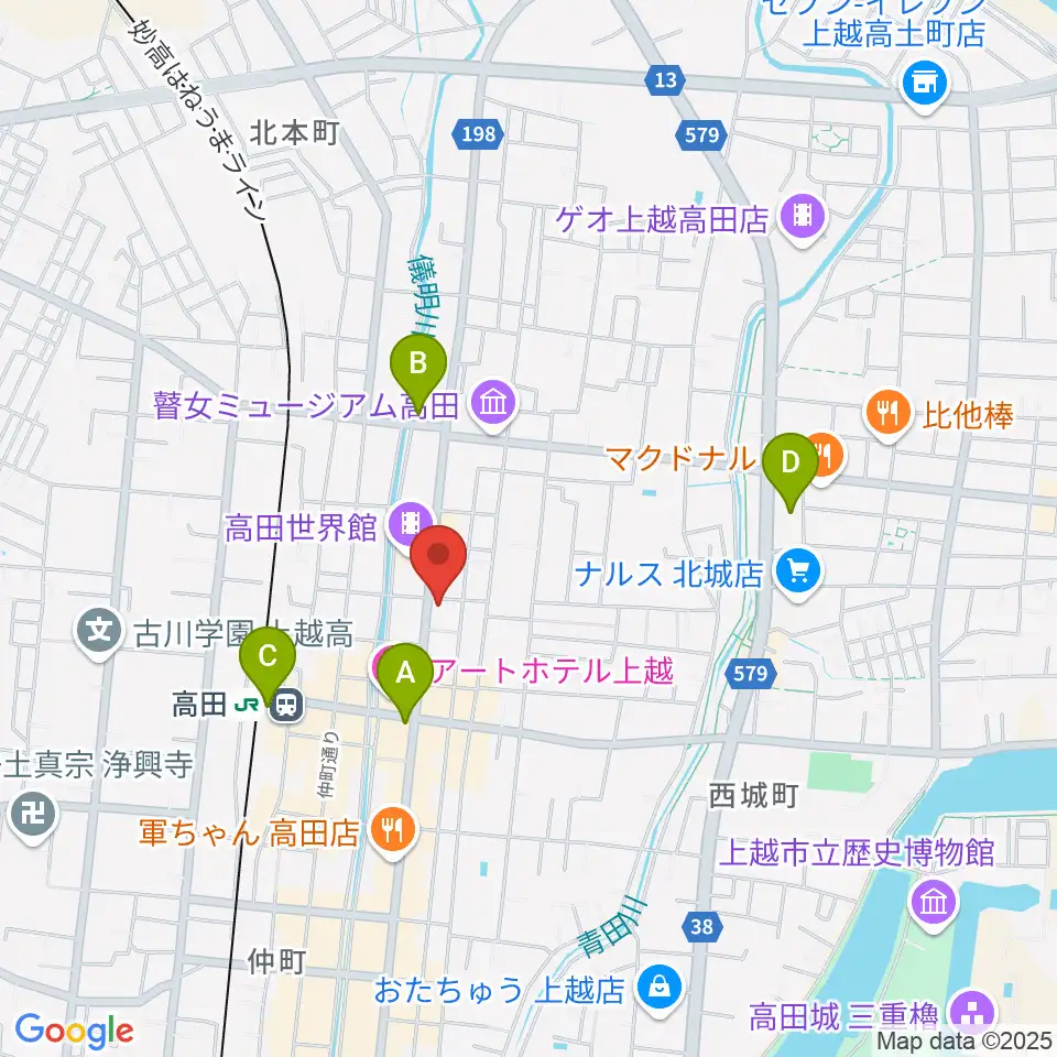 上越新堀ギター音楽院周辺のコンビニエンスストア一覧地図