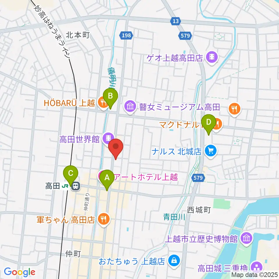 上越新堀ギター音楽院周辺のコンビニエンスストア一覧地図