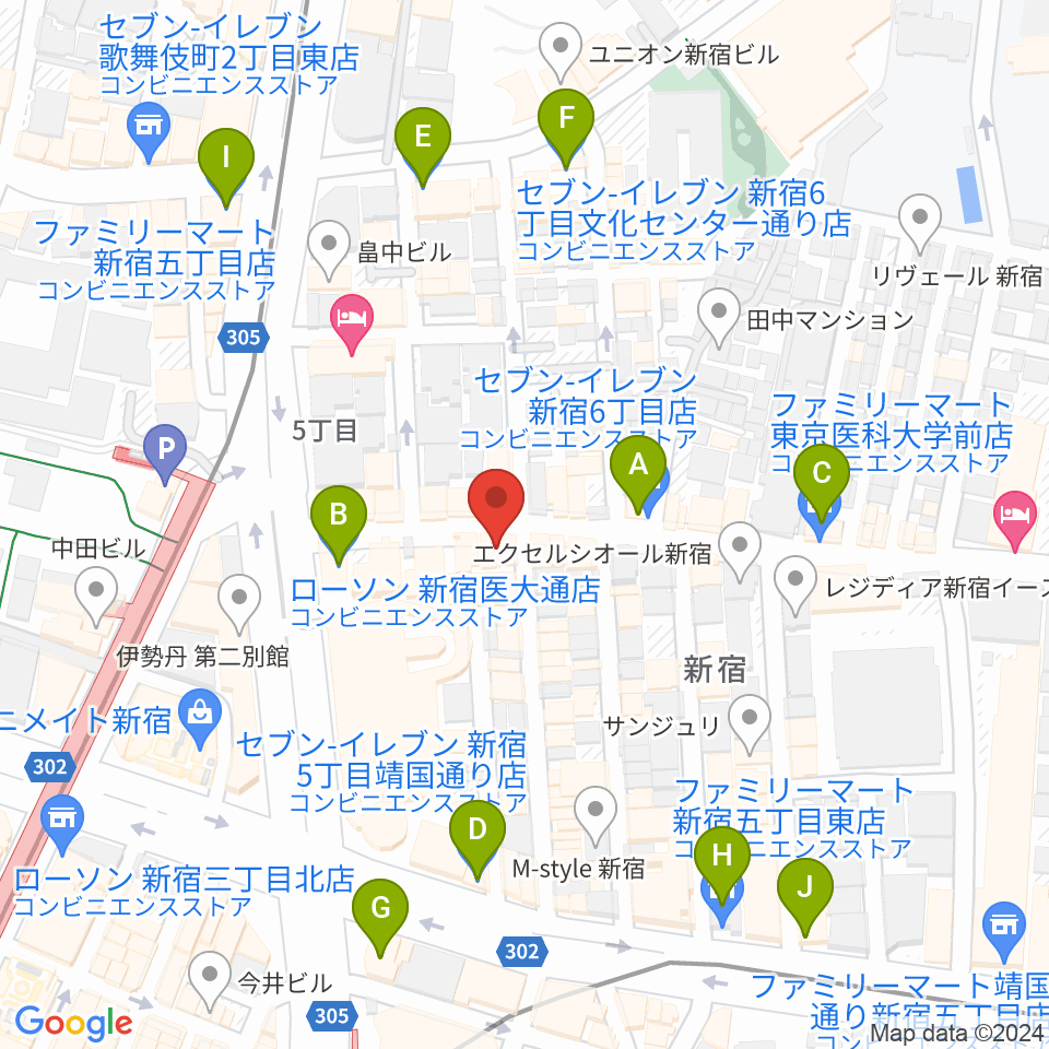 東京音楽院周辺のコンビニエンスストア一覧地図