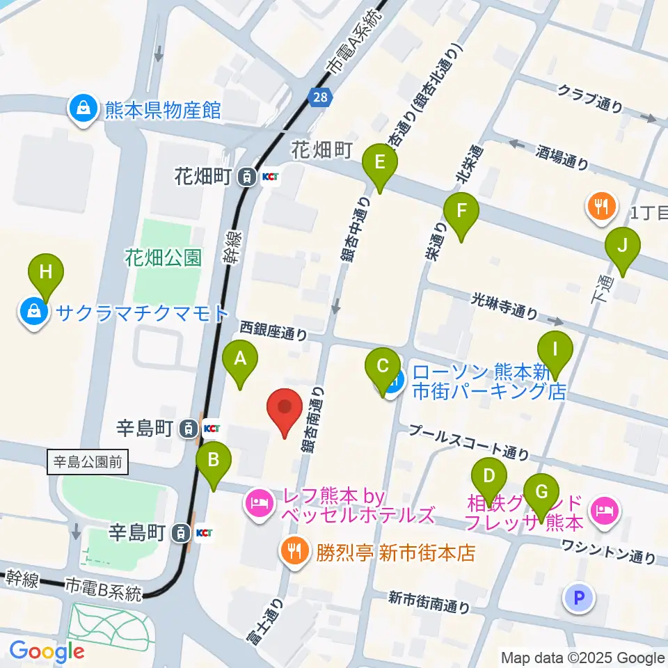 熊本ジャンゴ周辺のコンビニエンスストア一覧地図