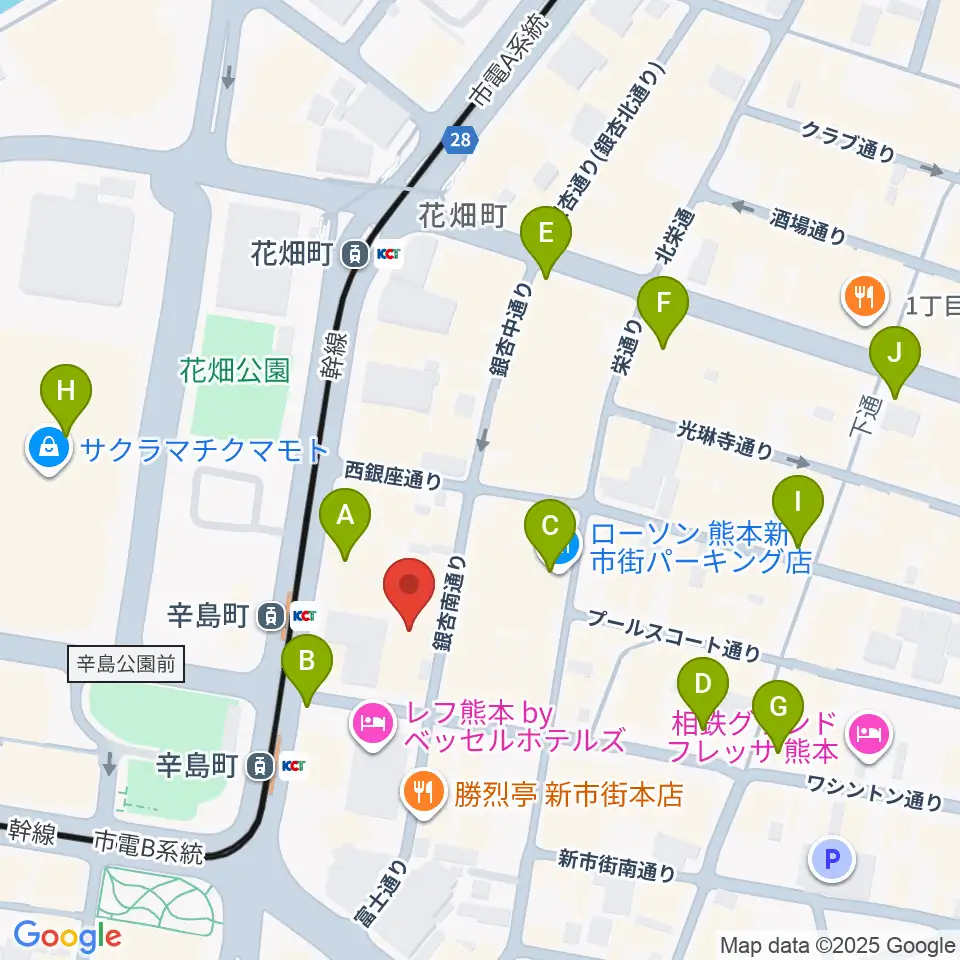 熊本ジャンゴ周辺のコンビニエンスストア一覧地図