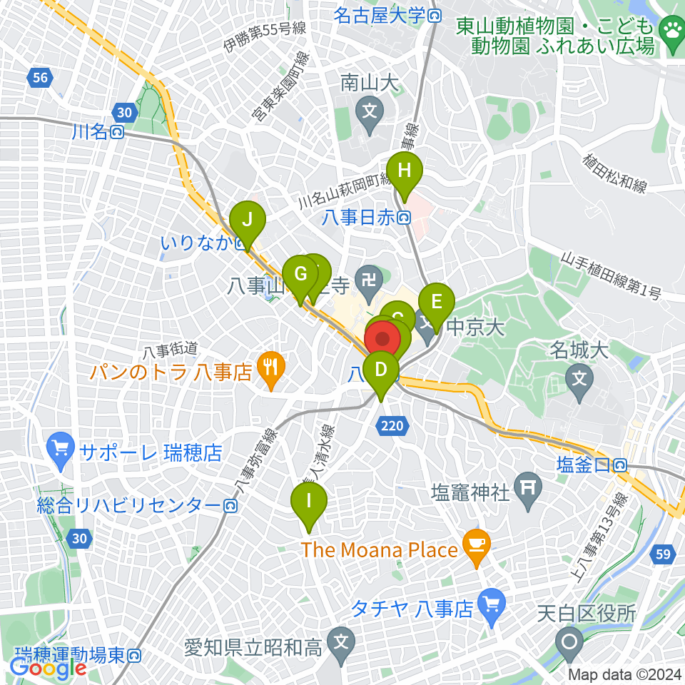 ポワンポワンスタジオ八事校周辺のコンビニエンスストア一覧地図
