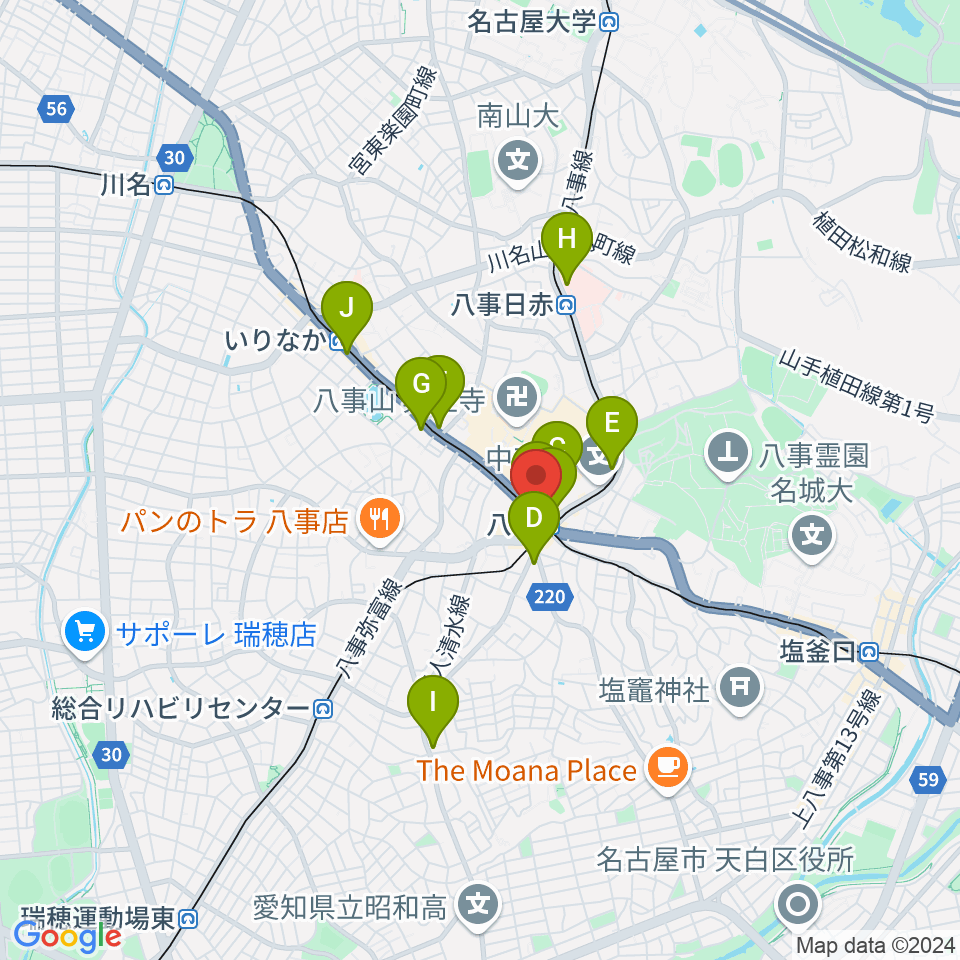 ポワンポワンスタジオ八事校周辺のコンビニエンスストア一覧地図