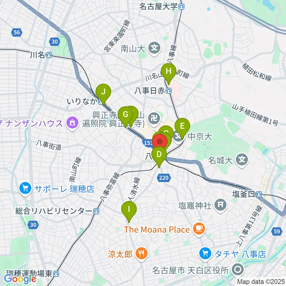 ポワンポワンスタジオ八事校周辺のコンビニエンスストア一覧地図