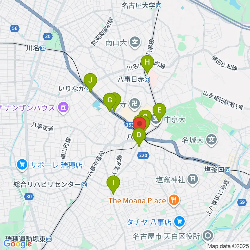 ポワンポワンスタジオ八事校周辺のコンビニエンスストア一覧地図