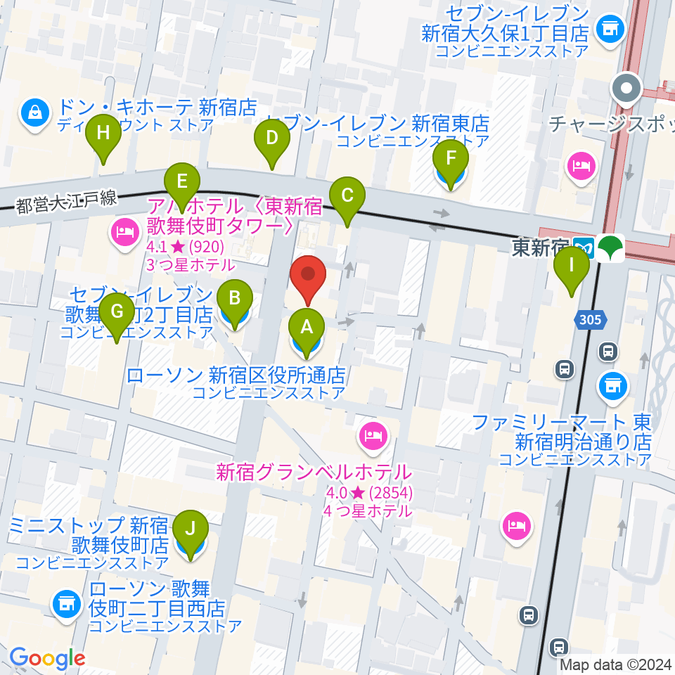 新宿MUSIC BAR CIRCLE周辺のコンビニエンスストア一覧地図