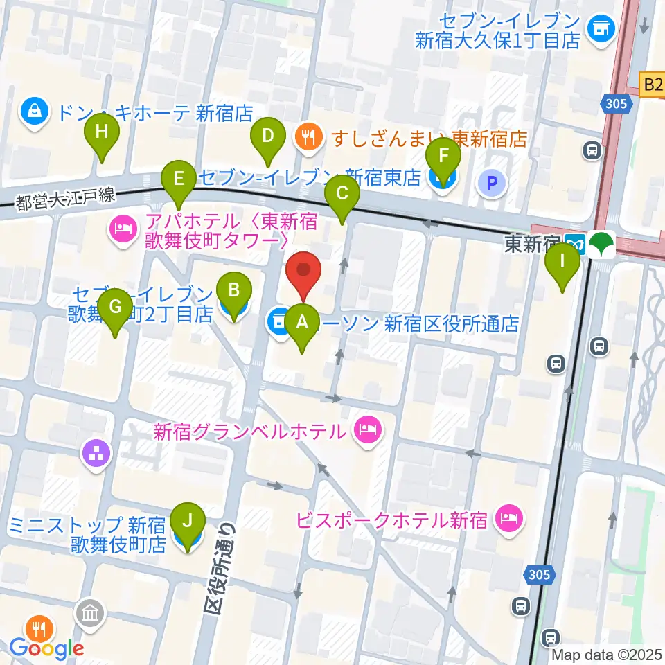 新宿MUSIC BAR CIRCLE周辺のコンビニエンスストア一覧地図