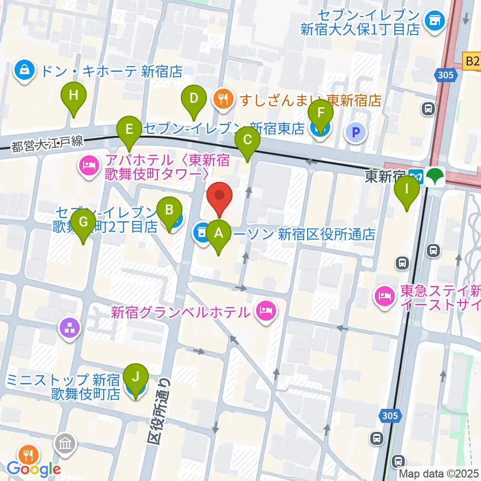 新宿MUSIC BAR CIRCLE周辺のコンビニエンスストア一覧地図