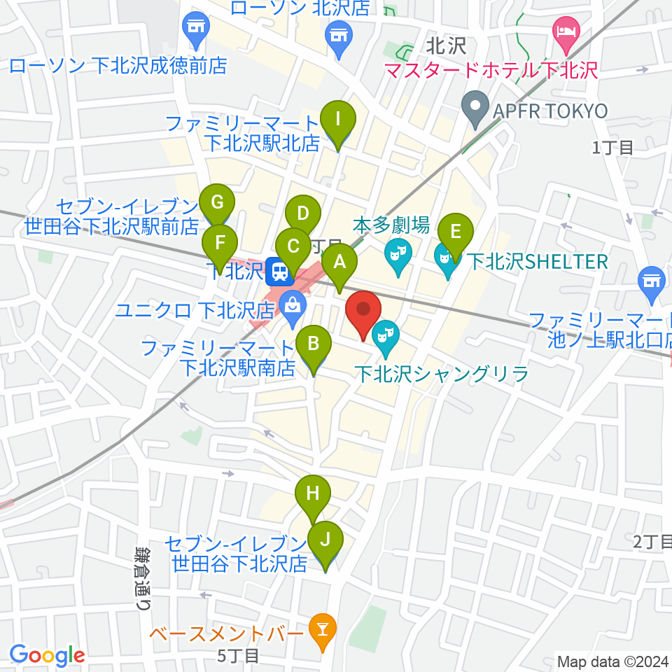 スクランブルズミュージックカレッジ下北沢校周辺のコンビニエンスストア一覧地図