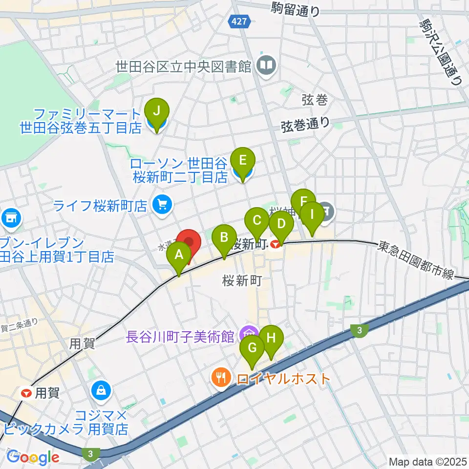 桜新町NEIGHBOR周辺のコンビニエンスストア一覧地図