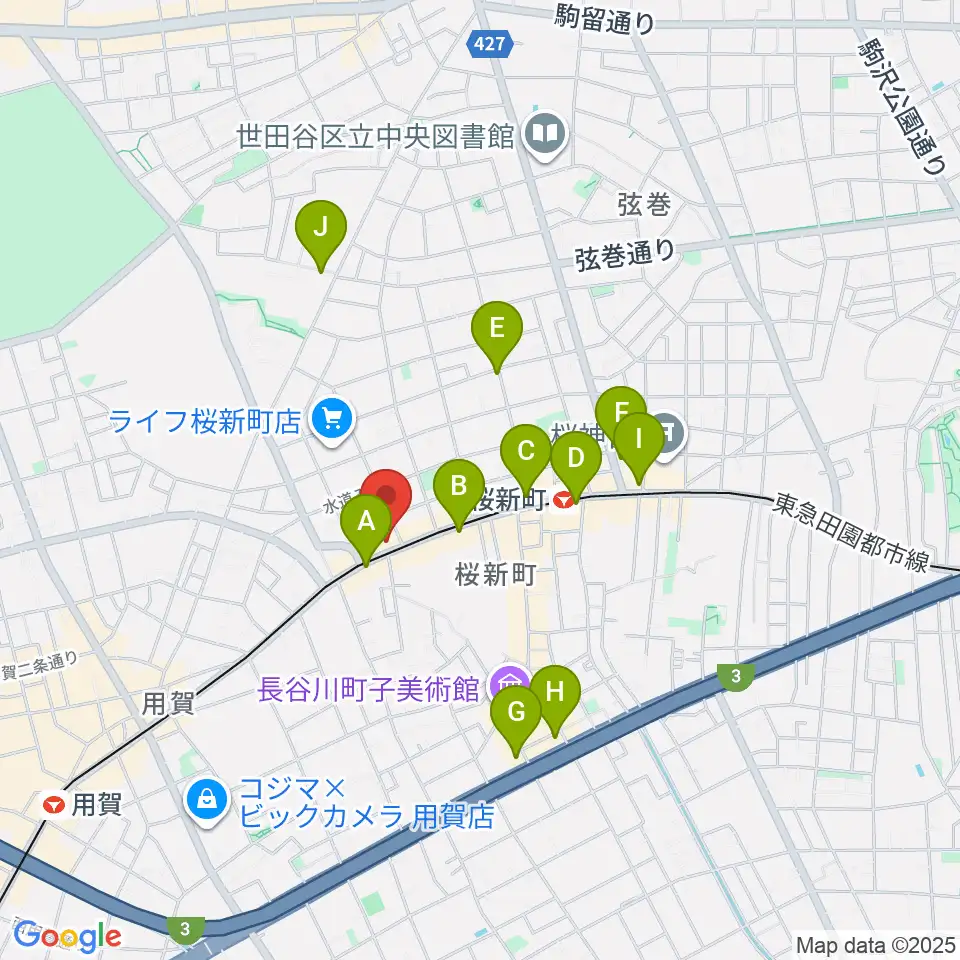 桜新町NEIGHBOR周辺のコンビニエンスストア一覧地図